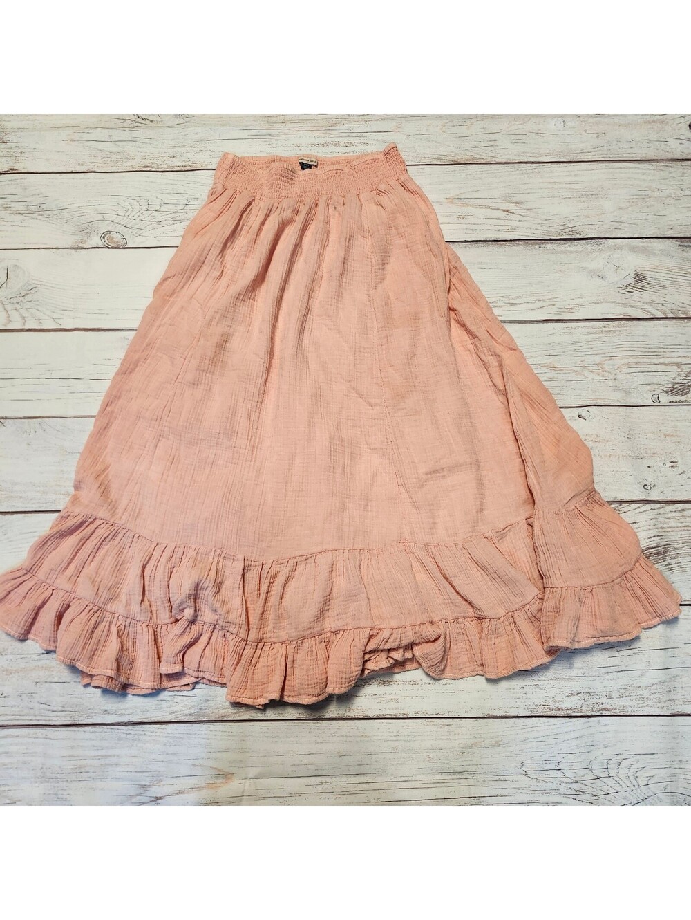 American Eagle Peach Ruffled Midi Skirt Large